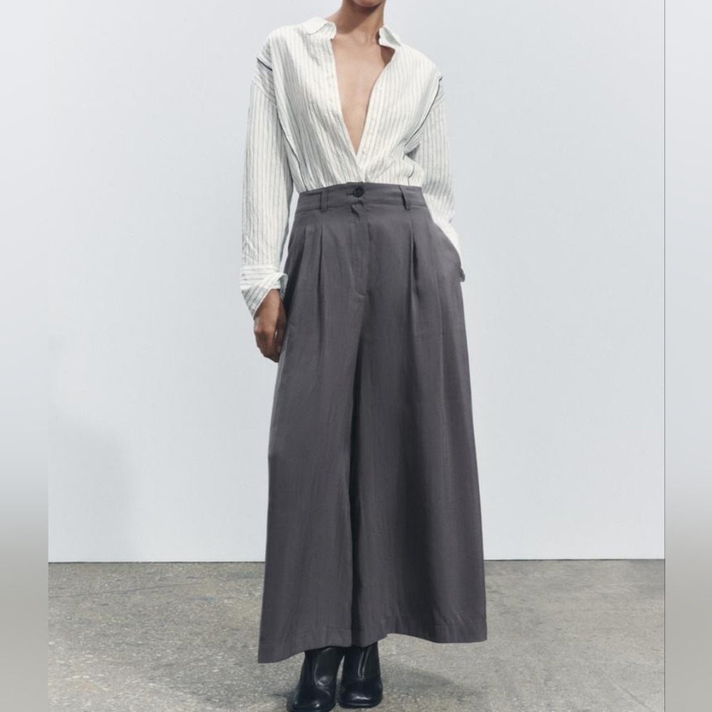 Zara PLEATED PANTS ZW COLLECTION size L - Picture 1 of 6